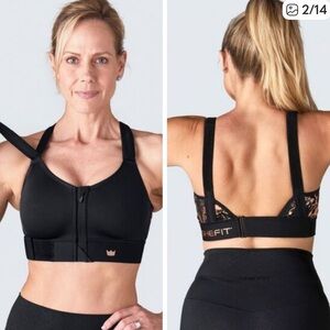 NWT SHEFIT Black and Rose Gold Adjustable Sports Bra